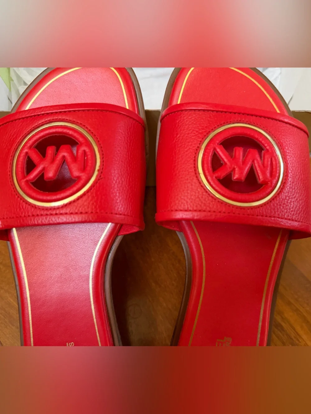 Deanna Cutout Tumbled Leather Slide Sandal Size 7M Dark Sangria